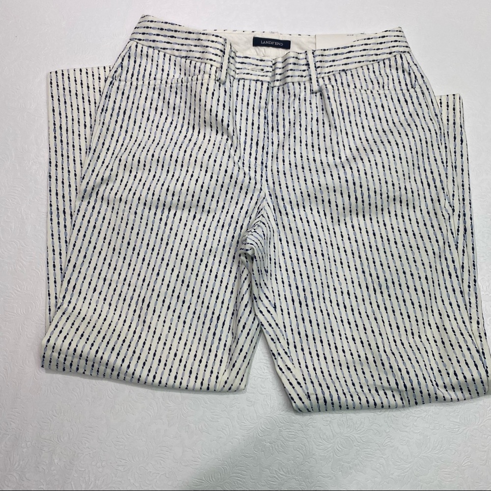Lands End Sz 4 Women's mid rise straight leg ankle pant New with tag cloud blue